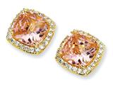 Cheryl M™ Gold Plated Sterling Silver Rose-cut Pink CZ Square Post Earrings