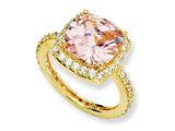 Cheryl M™ Gold Plated Sterling Silver Rose-cut Pink CZ Square Ring