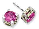 Cheryl M™ Sterling Silver 8mm Synthetic Pink Sapphire/Yellow CZ Stud Earrings