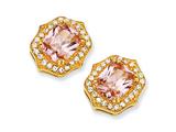 Cheryl M™ Gold Plated Sterling Silver Asscher-cut Pink CZ Post Earrings