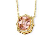 Cheryl M™ Gold Plated Sterling Silver Asscher-cut Pink CZ 18in Necklace