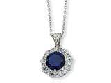 Cheryl M™ Sterling Silver Synthetic Sapphire and CZ 18in Necklace