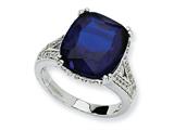 Cheryl M™ Sterling Silver Synthetic Sapphire and CZ Ring