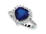 Cheryl M™ Sterling Silver Synthetic Sapphire and CZ Heart Ring