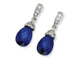 Cheryl M™ Sterling Silver Teardrop Synthetic Sapphire and CZ Dangle Post Earrings