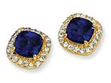 Cheryl M™ Gold Plated Sterling Silver Rose-cut Synth Sapphire and CZ Post Earrings