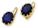 Cheryl M™ Gold Plated Sterling Silver Synth.Sapphire and CZ Leverback Earrings