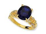 Cheryl M™ Gold Plated Sterling Silver Synthetic Sapphire and CZ Ring
