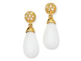 Cheryl M™ Gold Plated Sterling Silver Simulated White Agate and CZ Post Earrings