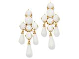 Cheryl M™ Gold Plated Sterling Silver Simul.Wht Agate Dangle Post Earrings