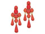 Cheryl M™ Gold Plated Sterling Silver Simulated Red Coral Dangle Post Earrings
