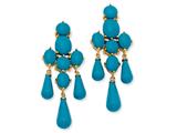 Cheryl M™ Gold Plated Sterling Silver Simulated Turquoise Dangle Post Earrings