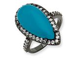 Cheryl M™ Black-plated Sterling Silver Simulated Turquoise and CZ Ring