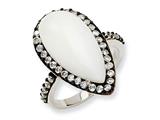 Cheryl M™ Sterling Silver Simulated White Agate and CZ Ring