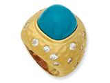 Cheryl M™ Gold Plated Sterling Silver Satin Simulated Turquoise and CZ Ring