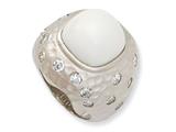 Cheryl M™ Sterling Silver Satin Simulated White Agate and CZ Ring