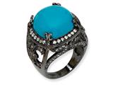 Cheryl M™ Black-plated Sterling Silver Simulated Turquoise and CZ Ring
