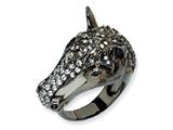 Cheryl M™ Sterling Silver Antiqued CZ Horse Ring