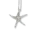Cheryl M™ Sterling Silver CZ Starfish 18in Necklace
