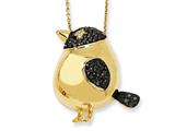 Cheryl M™ Gold Plated Sterling Silver Black CZ Bird 18in Necklace
