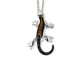 Cheryl M™ Sterling Silver Enameled CZ Lizard 18in Necklace