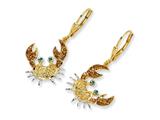 Cheryl M™ Gold Plated Sterling Silver Enameled CZ Crab Leverback Earrings