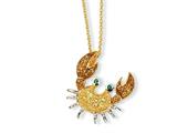 Cheryl M™ Gold Plated Sterling Silver CZ and Sim. Emerald Crab 18in Necklace