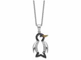 Cheryl M™ Sterling Silver Enameled CZ Penguin 18in Necklace