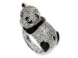 Cheryl M™ Sterling Silver Enameled CZ Panda Ring