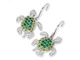 Cheryl M™ Sterling Silver Sim. Peridot/Sim. Emerald/ CZ Turtle Earrings