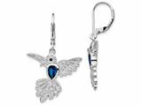 Cheryl M™ Sterling Silver Synthetic Sapphire Hummingbird Leverback Earrings