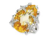 Cheryl M™ Sterling Silver Canary CZ Butterfly Ring