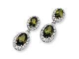 Cheryl M™ Sterling Silver Oval Olive CZ Dangle Post Earrings