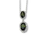 Cheryl M™ Sterling Silver Oval Olive CZ 18in Necklace