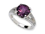 Cheryl M™ Sterling Silver Checker-cut Purple and White CZ Ring