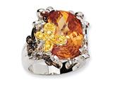 Cheryl M™ Sterling Silver Champagne CZ Butterfly Ring