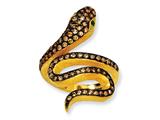 Cheryl M™ Gold Plated Sterling Silver Satin Champ.CZ/Sim.Emerald Snake Ring