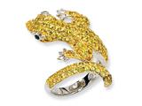 Cheryl M™ Sterling Silver CZ and Sim. Emerald Lizard Ring