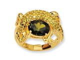 Cheryl M™ Gold Plated Sterling Silver Green CZ Lizard Ring
