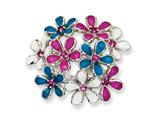 Cheryl M™ Sterling Silver Enameled CZ Flowers Ring