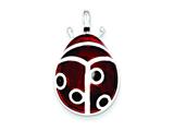 Sterling Silver Red Resin Ladybug Pendant - Chain Included