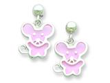 Sterlilng Silver Pink Resin Mouse Earrings