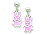 Sterling Silver Pink Bunny Resin Earrings