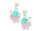 Sterling Silver Pink and Blue Resin Monkey Earrings