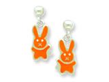 Sterling Silver Orange Bunny Resin Earrings