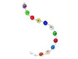Sterling Silver 3-Dimensional Transparent Multi Colored Eye Bracelet