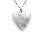 925 Sterling Silver 20mm with Flowers Heart Locket - Chain Included