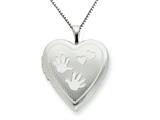 925 Sterling Silver 20mm with Handprints Heart Locket - Chain Included