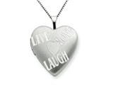 925 Sterling Silver 20mm with Heart LIVE, LOVE, LAUGH Heart Locket - Chain Included