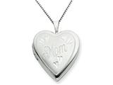 925 Sterling Silver 20mm MOM Heart Locket - Chain Included